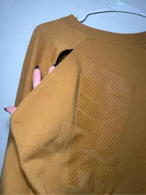 Nike Dri-FIT Open Back Cropped Sweatshirt Women M Brown Gold thumbnail 8
