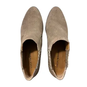 Lucky Brand Tan Suede Leather Ankle Booties 7.5 Western Boho Block Heel Boots thumbnail 6