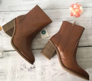 Leather Ankle Boots, Size 6 Brown thumbnail 3