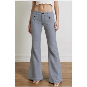 American Eagle Wide Leg Pants Women's Size 10 Low Rise Blue Utility Streetwear thumbnail 2