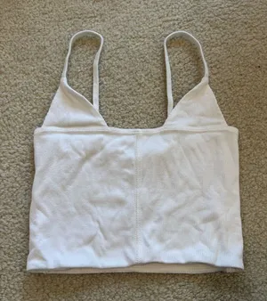 Joah Brown White Ribbed Cropped Camisole thumbnail 1