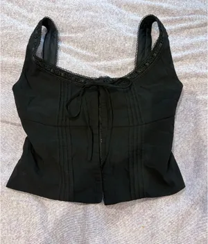 Parthea Black Corset Tank Top Size M thumbnail 2