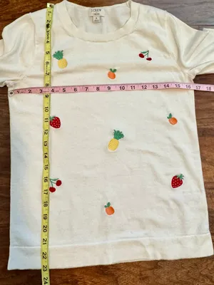 J. Crew Embroidered Fruit Teddie Sweater Size S thumbnail 7