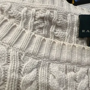 Lauren Ralph Lauren Sweater Cable Knit Quiet Luxury Preppy Cream measures size L thumbnail 13