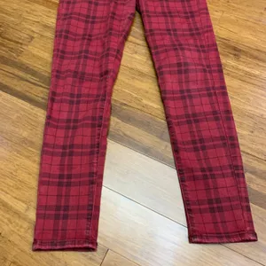 American Eagle Red Black Plaid Hi Rise Jegging Pants‎ Jeans Women's Size 4 Short thumbnail 3