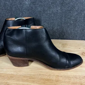 Madewell Black Leather Cap Toe Ankle Boots Side Buckle B8034 Size 11 thumbnail 9
