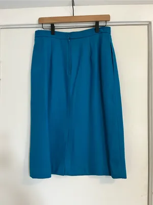 Vintage Oleg Cassini Teal blue Jacket and Skirt Suit women’s size 14 office thumbnail 10