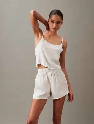 NWT Calvin Klein Pure Sheen Pajama Shorts in white. Size XL thumbnail 2