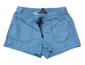 Point Sur Size Small Chambray Cotton Shorts Elastic Waist Drawstring Coastal thumbnail 1
