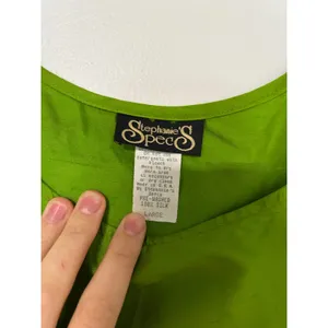 Stephanie Specs Womens 100% Silk Tank Top Lime Green Scoop Neck Shell Large NWT thumbnail 4