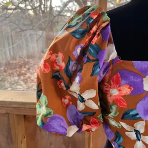 Current Air Los Angeles Women's Brown Floral Puff Sleeve Crop Top Size S thumbnail 4