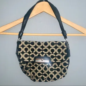 Vintage coach double c logo black shoulder bag thumbnail 2