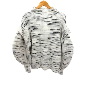 Varley Belgrave Dalmation Knit Mock Neck Sweater Balloon Sleeve Marled M Relaxed thumbnail 2