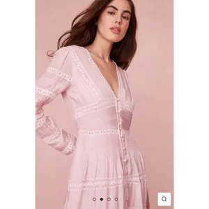 LoveShackFancy Ellitia Dress Victorian Lace Maxi Light Lilac Viscose US 0 NWT thumbnail 4