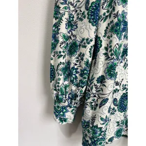 LOFT Green Floral Cotton Top Small Cottagecore Botanical Spring Sweater Shirt‎ thumbnail 3