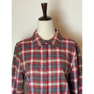 Tyler Boe Shirt Women Small Red Plaid Cotton Collared‎ Pleated Tina Tunic Preppy thumbnail 6