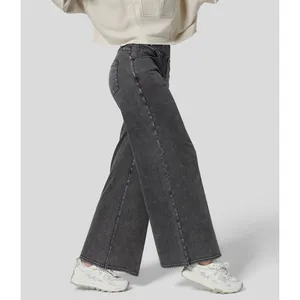 Halara Flex High Waisted Pockets Wide Leg Work Jeans Washed Black XS Regular thumbnail 3