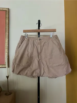 Anthropologie Pilcro Utility Shorts Bubble Hem Elastic Waist Tan Khaki Large‎ thumbnail 2