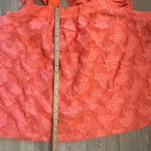 By Anthropologie Amber Tank Top Coral Ruffle Criss-Cross Straps Textured size XL thumbnail 6