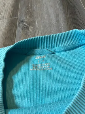 Aerie Corded Aqua Blue Crew Neck Sweatshirt thumbnail 5