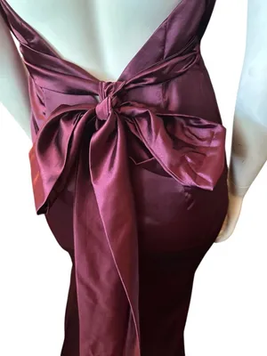 Monvelli Elegant Halter Satin Floor Mermaid Prom Gown Wine Size 2 NWT thumbnail 7