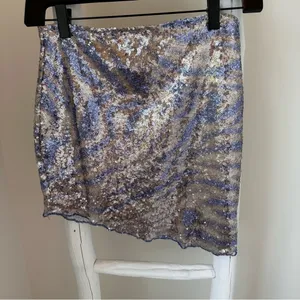 Revolve More To Come Ava Sequin Mini Skirt in Blue Multi Color SZ S thumbnail 3