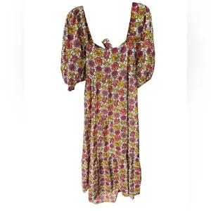 MINKPINK Yasamin Tiered Midi Dress in Pink Yellow Floral M thumbnail 3