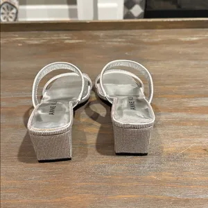 Anne Klein Women’s Sandals Size 5 New Silver Rhinestone‎ Block Heel Dressy thumbnail 7