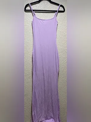 Skims Soft Lounge Long Slip Lilac Sleeveless Bodycon Maxi Dress Size S thumbnail 4