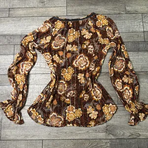 Shyanne Floral Blouse - Brown and Gold thumbnail 3