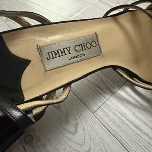 00s Y2k‎ JIMMY CHOO Black Strappy Cut Out Pointed Toe Stiletto Heeled Shoes 38.5 thumbnail 4