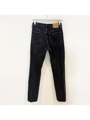 Levis 501‎ Jeans Size 26 Black Denim Button Fly Distressed Straight Pant Grunge thumbnail 11