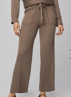 NWT Splendid Georgie Cashblend Cashmere Rib Lounge Pant Cedar Brown S thumbnail 1