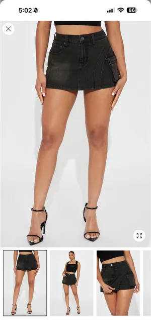 Black Wash Denim Skort thumbnail 4