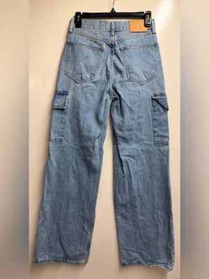 Aritzia denim forum 7 Yrs Bleu Taboo The Farrah Hi-Rise wide Cargo Jean size 25 thumbnail 4