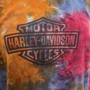 Harley Davidson Top Tie Dye Logo Biker Motorcycle Smoky Mtns Womens L thumbnail 2