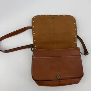 Patricia Nash Brown Italian Leather Studded Flap Crossbody Messenger‎ Bag thumbnail 2