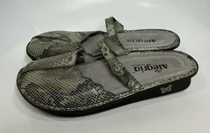 Alegria‎ snake skin print mary Jane mules gray cream size 39 thumbnail 1