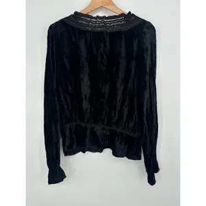 Vtg‎ Y2K Faded Glory Top Womens Large Black Velvet Fairy Renaissance Whimsigoth thumbnail 4