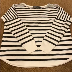 French Connection White & Grey Striped Sweater thumbnail 1