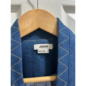 Jason Wu Denim Sleeveless Blazer Vest Size Medium Double Breasted Gold Buttons thumbnail 6