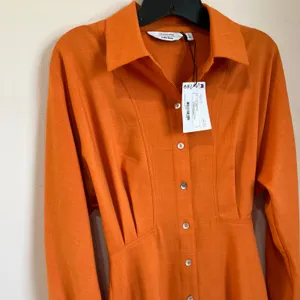 & Other Stories Orange Shirt Mini Dress‎ Long Sleeve Button Front Size 2 NWT thumbnail 5