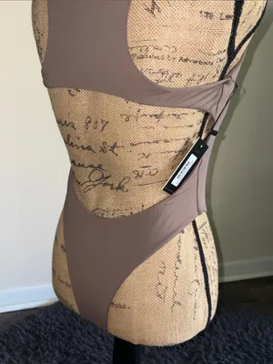 SXA Sleek Taupe High Neck Swimsuit thumbnail 5