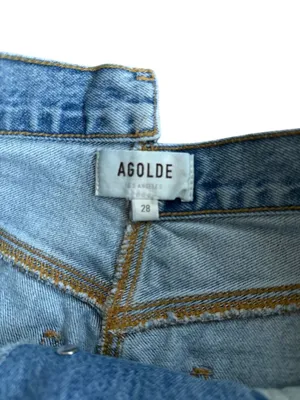 AGOLDE Denim Distressed Asymmetrical Shorts Size 28 thumbnail 9