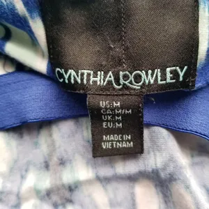 Cynthia Rowley Sleeveless Maxi Dress Blue & White Ikat Print Womens Size M Polye thumbnail 4