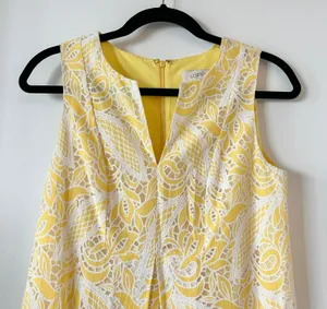 Loft Yellow Crochet Lace Sheath Sleeveless Summer Dress Size 2 NWOT thumbnail 2