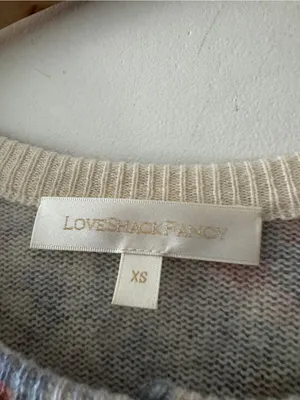 Love Shack Fancy - Simona Cardigan in Serenity Blue Wool‎ Cashmere Blend thumbnail 5