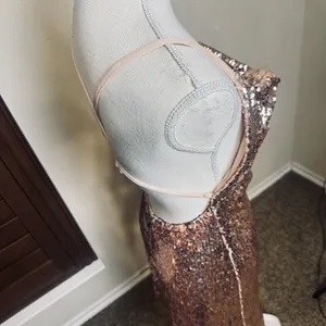 Hot Miami Styles Mini Rose Gold Sequined Dress Bodycon Party Glam Club sz L thumbnail 6
