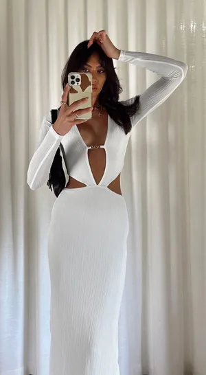 Princess Polly White Cut-Out Maxi Dress thumbnail 1