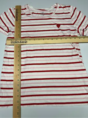 J.Crew Collector Tee Cotton Stripe Embroidered‎ Heart T-Shirt Tee Top Size M thumbnail 3